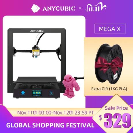 Anycubic Mega X Mega Series 300*300*305mm 3D Printer Large Printing Size Meanwell Power Supply Ultrabase 3d Impressora