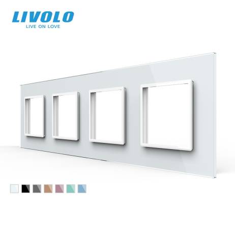Livolo Luxury White Crystal Glass Switch Panel, 294mm*80mm, EU standard,Quadruple Glass Panel For Wall Socket C7-4SR-11,no logo