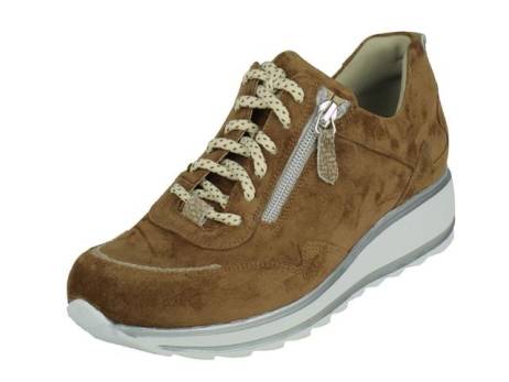 Durea comfort lage dames veterschoen, met rits damesschoenen maat 8 cognac
