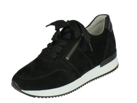 gabor-sportieve-lage-dames-sneaker-met-veter-en-rits-damesschoenen-maat-8-zwart(8975)