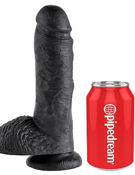 8-inch-dildo-met-ballen-op-zuigvoet-zwart-(3746)