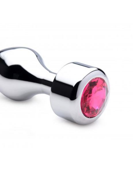 Aluminum Buttplug Met Roze Kristal - Groot