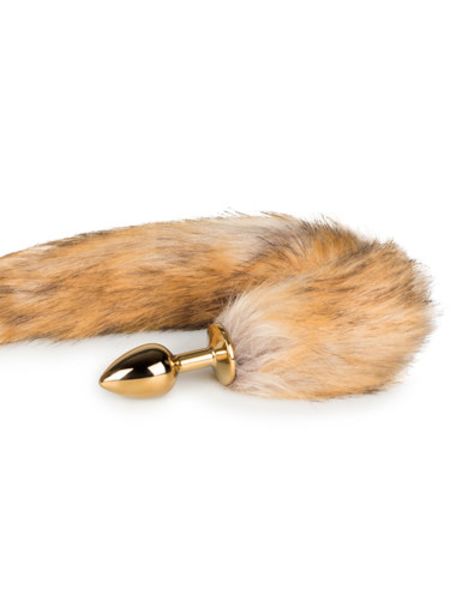 Kleine goudkleurige buttplug met vossenstaa