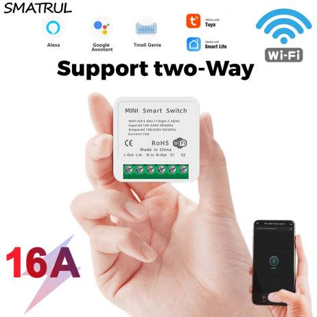 SMATRUL 16A 10A MINI Tuya WiFi Switch Led...