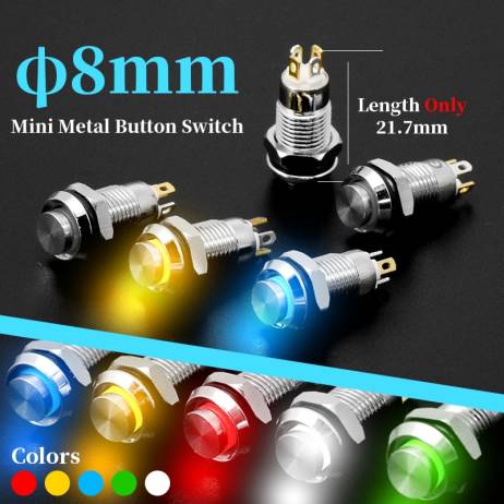 1Pcs 8mm with LED Indicator Self-reset Mo...