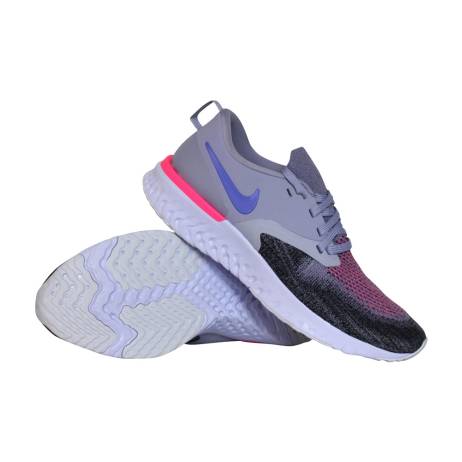 Nike Odyssey React 2 Flyknit Hardloopschoenen Dames Paars Grijs Roze