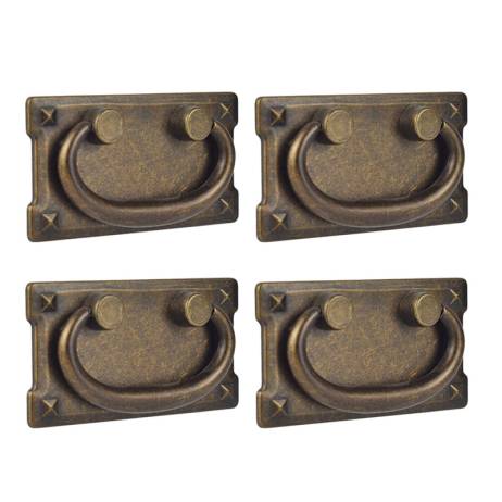 4Pcs Vintage Antique Bronze Drawer Ring P...