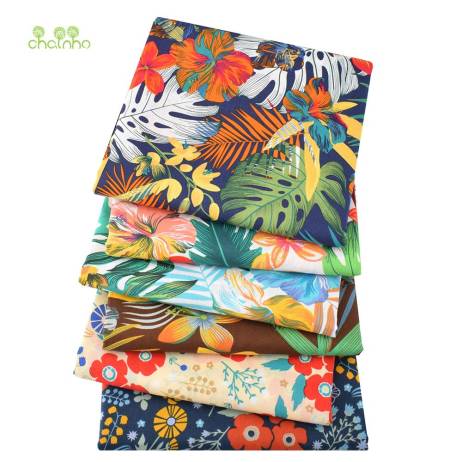 Printed Plain Cotton Fabric,Tropical Rain...
