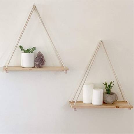 Premium Wood Swing Hanging Rope Wall Moun...