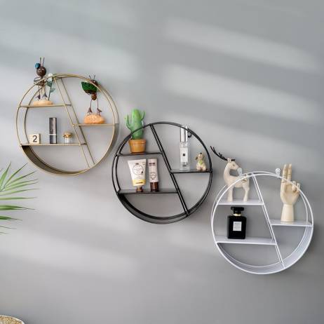 1PC Nordic Style Round Iron Shelf Wall De...