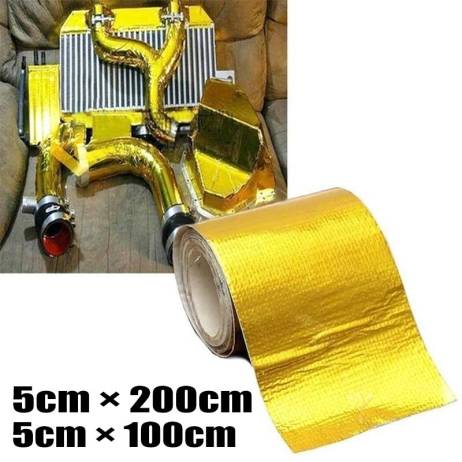 Adhesive Reflective Gold High Temperature Heat Shield Wrap Tape Fire-retardant Fiberglass Belt Automobile Motorcycle Refit Tap