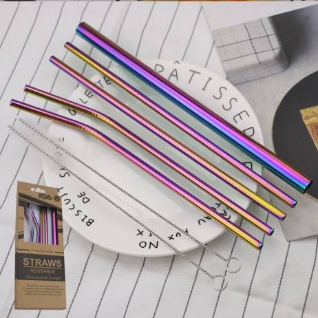 Colorful Reusable Sturdy Bent Straight Mi...