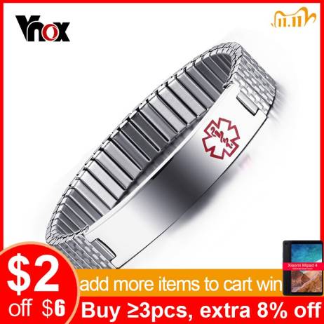 Vnox Stainless Steel Medical Alert Stretc...