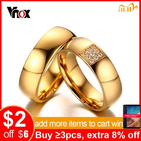 Vnox Simple Wedding Rings for Women Men E...
