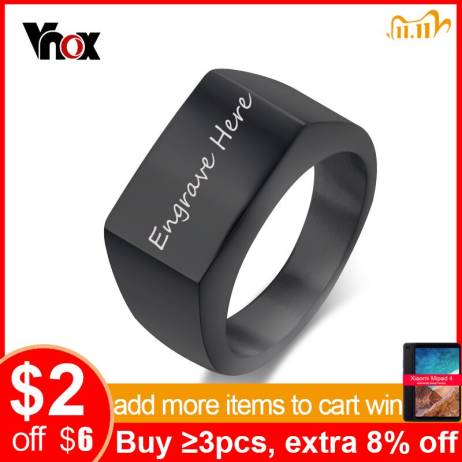 Vnox Custom Engrave Rings for Men Big Wid...