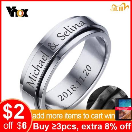 Vnox Personalized Spinner Ring for Men Wo...