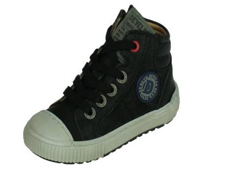 Develab Halfhoge Jongens Veterschoen Met Rits Jongensschoenen Maat 24 26 Zwart Suede