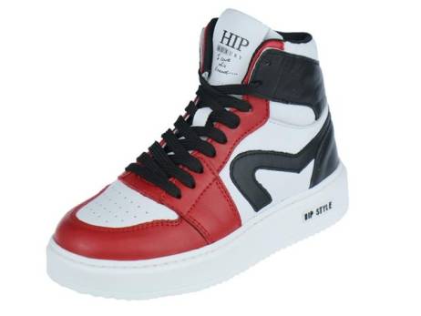 Hip Shoe Style Halfhoge Veterschoen Jongensschoenen Maat 32 33 34 35 38 Rood Combi