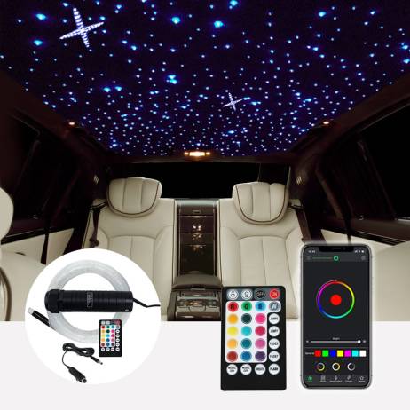 DC12V 6W RGB Car Roof Star Lights LED Fiber Optic star ceiling Light kits 2M 0.75mm 100~380pcs Optical fiber with RF control