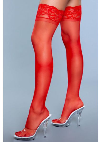 Lace Over It Hold-Up Kousen - Rood