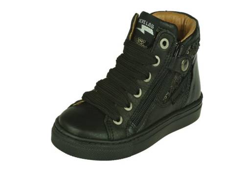 Develab Develab halfhoge meisjes veterschoen, met rits meisjesschoenen maat 29,30,31 zwart zilver metallic