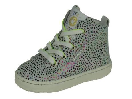 Develab halfhoge hippe meisjes veterschoen meisjesschoenen maat 21,22,23 wit comby
