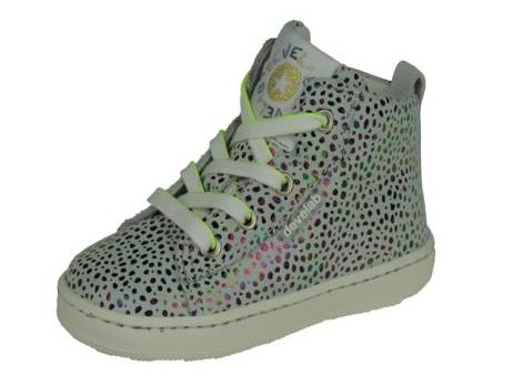 Develab Halfhoge Hippe Meisjes Veterschoen Meisjesschoenen Maat 22 23 Wit Comby