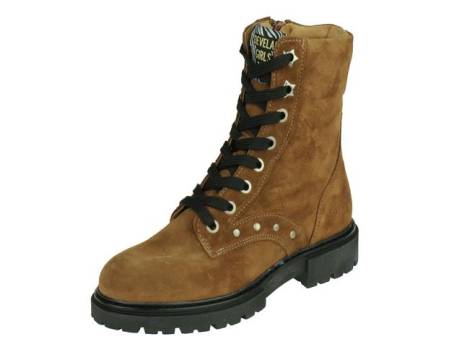 Develab Meisjes Bikerboot Met Rits Meisjesschoenen Maat 35 39 Cognac Suede