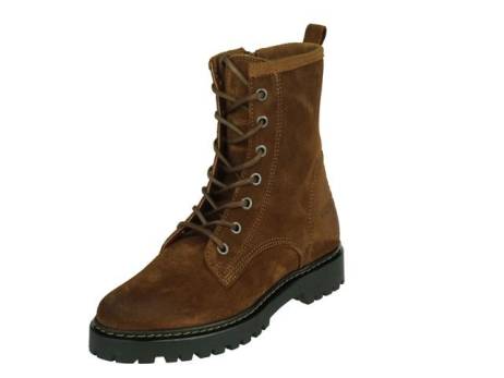 Giga Hippe Stoere Meisjes Veterboot Met Rits Meisjesschoenen Maat 33 34 Velours Cognac