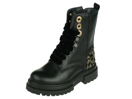 Hip Shoe Style Hippe Meisjes Veterboot Met Rits Meisjesschoenen Maat 30 31 Zwart