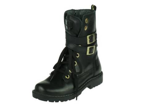 jochie-freaks-hippe-meisjes-bikerboot-met-veter-en-rits-meisjesschoenen-maat-40-zwart(6975)
