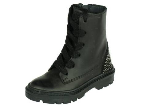 Jochie Freaks Hippe Meisjes Veterboot Meisjesschoenen Maat 25 28 31 Zwart