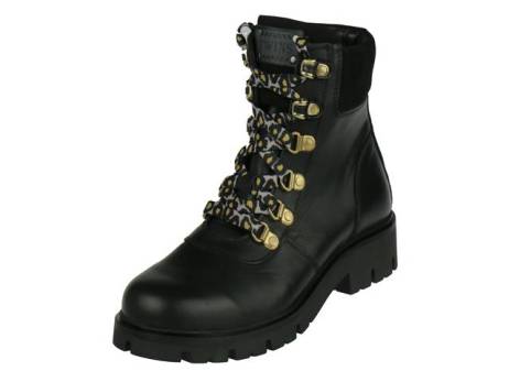 Twins Hippe Stoere Meisjes Biker Veterboot Met Rits Meisjesschoenen Maat 35 Zwart