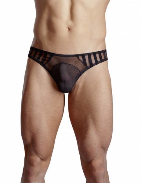 Zwarte transparante herenstring M
