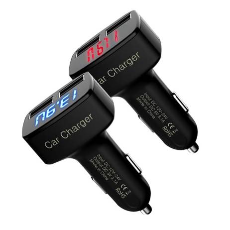 R1B1 4 In 1 3.1A Dual USB Car Charger Adapter Voltmeter Ammeter Tester Fahrenheit Free Shipping