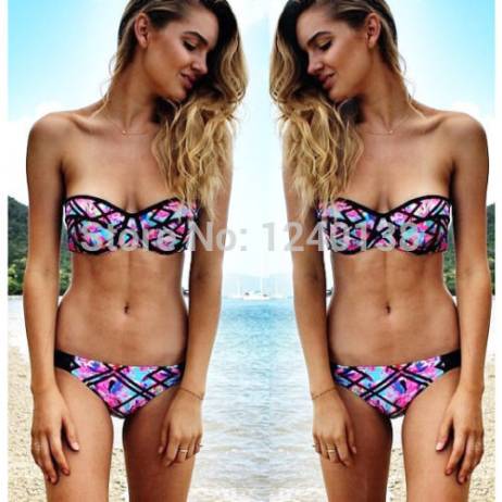 HOT sale 2015 new fashion Sexy Women Bikini Push-up Padded Floral Print Swimsuit Bra Swimwear Bathing Suit