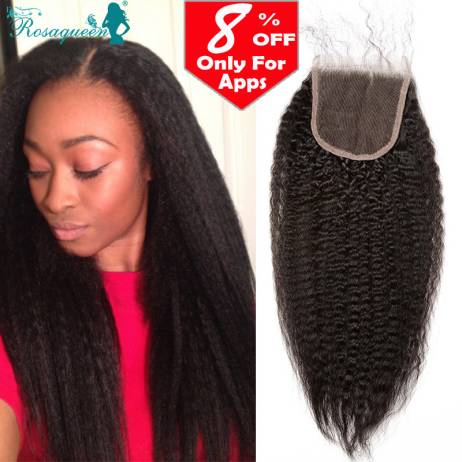Brazilian Kinky Straight Lace Closure With Baby Hair 4