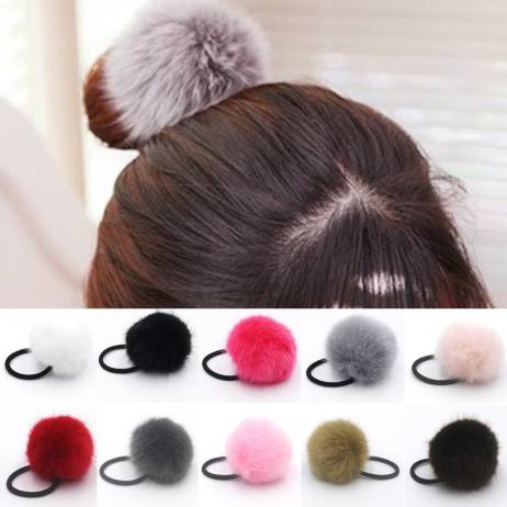 Korean Artificial Rabbit Fur Ball Elastic Hair Ties Bands Rope Ponytail Holders Girls Hair Clip Headband Hair Accessories Gift
