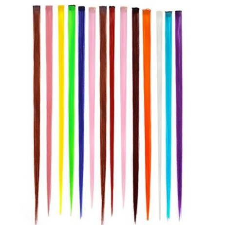 Fashion hair extension for women Long Synthetic Clip In Extensions Straight Hairpiece Party Highlight Punk Cosplay Colorful