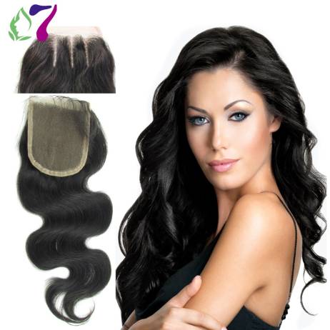 8A 4x4 Free Middle 3 Part Human Virgin Brazilian Lace Closure Body Wave Bleached Knots Top Closure Can Be Dyed No Shedding 7