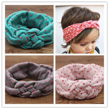 newborn baby girl cotton turbante fabric elastic hair band dots knot headwear turban hairband baby elastic bandanas headband