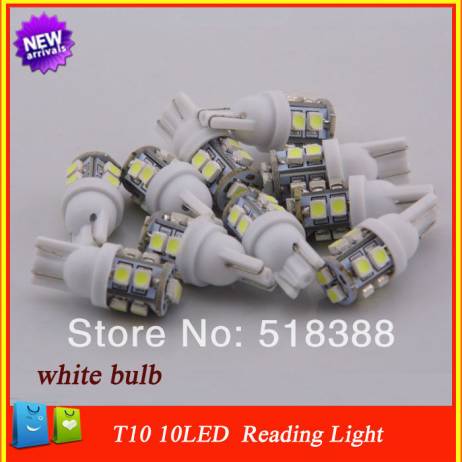 10pcs T10 10 led white bulb core highlight/car styling light/parking light lamp/reading lamp license plate lamp car light source
