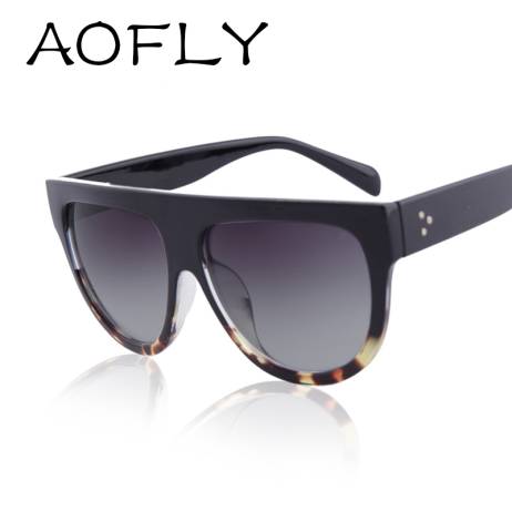AOFLY 2016 Fashion Sunglasses Women Flat Top Style Brand Design Vintage Sun glasses Female Rivet Shades Big Frame Shades UV400