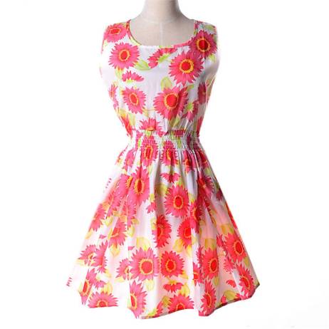 Summer new Dresses For Women Clothing Bohemian floral Female Leopard sleeveless vest printed beach chiffon dress vestidos S092