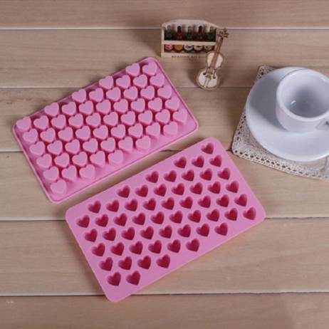 New Year Cute 55 Cell Heart Style Silicone Chocolate Ice Candy Lolly Muffin Mold Rectangle Cube DIY Ice Cube Free Shiiping