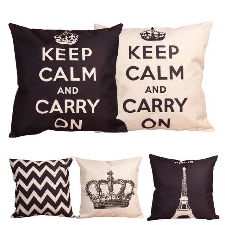 Fashion Home Decorative Linen Cotton Blended Crown Throw Pillow Case 5 Styles Square 43cm x 43cm