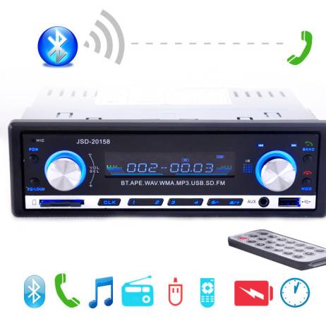 2015 New 12V Car Stereo FM Radio MP3 Audio Player Support Bluetooth Phone with USB/SD MMC Port Car Electronics In-Dash 1 DIN