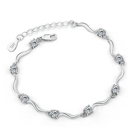1Pcs Silver Plated Jewelry Bracelets Crystal Charm Chain Bracelet NEW Fashion For Women Lady Girl