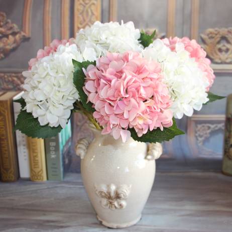 Wedding Decoration Yellow French Rose 1 Bouquet Artificial Silk Peony Flower Arrangement Room Hydrangea DIY Flores Artificiales