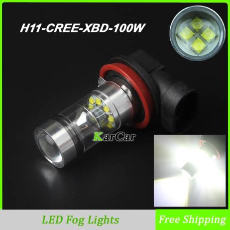 100W 1000LM CREE XBD H11 LED Fog Lights, 12V-24V Auto Car Super Bright Head Fog Lamp H11 Driving DRL Daytime Running Light